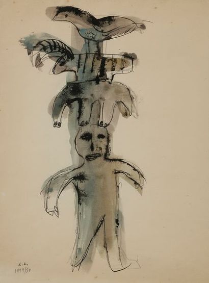 null Slavko KOPAC [croate] (1913-1995)
Personnage, 1949-50
Encre et aquarelle.
Monogrammée...