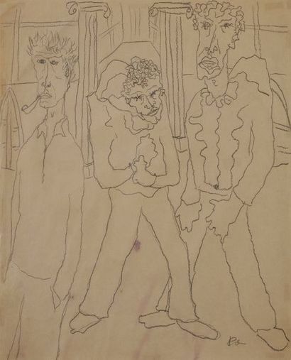 null Pierre GIRAUD (1913-1988)
Trois personnages, vers 1948-50
Crayon sur papier...