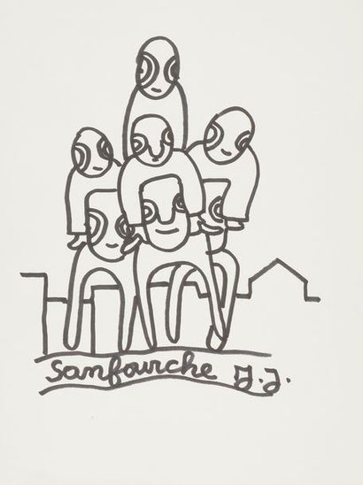 null Jean-Joseph SANFOURCHE (1929-2010)
Personnages
3 dessins au marqueur.
Signé...