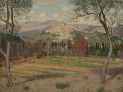 null Eugène-Antoine DURENNE (1860-1944)
Vue de Cagnes le matin, 1898
Huile sur toile.
Signée...