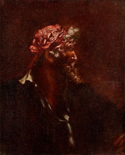  ÉCOLE fin XIXe dans le goût de Louis ANQUETIN Portrait d'homme barbu Huile sur toile....