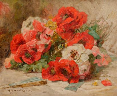 Georges JEANNIN (1841-1925) Jeté de fleurs...