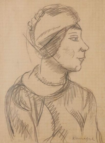 null Pinchus KREMEGNE (1890-1981)
Femme de profil
Mine de plomb.
Signée en bas à...
