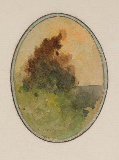 null Luigi LOIR (1845-1916)
Paysage à la tour - Bord de mer
Lavis d'encre ou aquarelle.
Signés.
8...