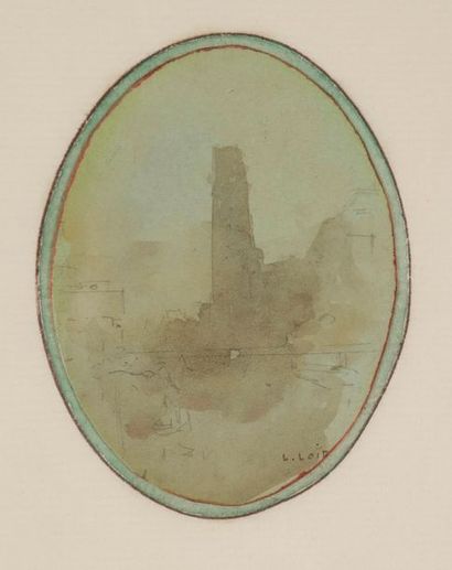 null Luigi LOIR (1845-1916)
Paysage à la tour - Bord de mer
Lavis d'encre ou aquarelle.
Signés.
8...