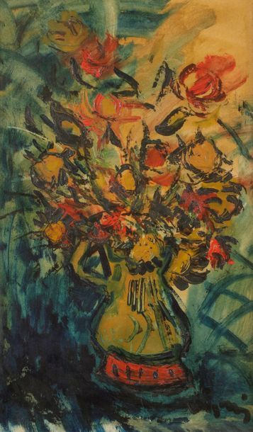 null Sylvain VIGNY (1902-1970)
Vase de fleurs
Huile sur papier contrecollé sur toile.
Signée...