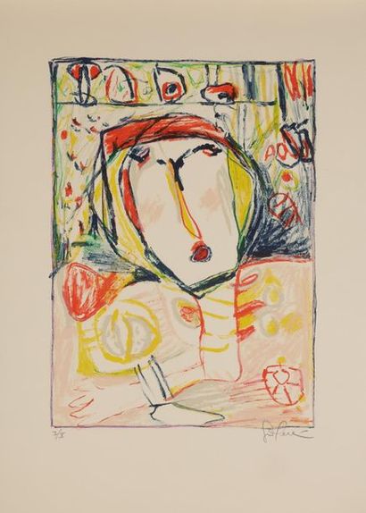 Gina PELLON (1926-2014) Visage de femme Lithographie....