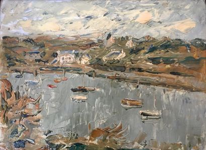 null Émile-François-Jacques COMPARD (1900-1977)
Port breton
Huile sur panneau.
Signée...