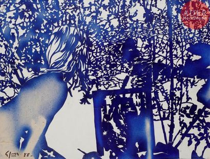 Jean-Pierre LE BOUL'CH (1940-2001) Composition, 1988
Paper cut et collage sur toile.
Signé...