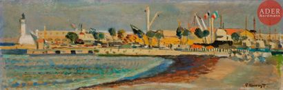 Pierre PRUVOST (1921-2008) 
Antibes, le port, 1960
Huile sur panneau.
Signée en bas...