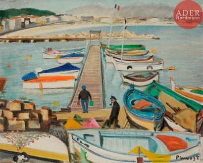 Pierre PRUVOST (1921-2008) 
Antibes, les petites barques de pêcheurs, 1970
Huile...