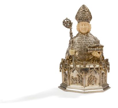 null Représentation en argent  (800°/°°) et ivoire de l’évêque Saint Bennon de Meissen.
Restauration...