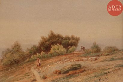 Ch. ROUX (XIXe siècle) Paysage méditerrannéen...