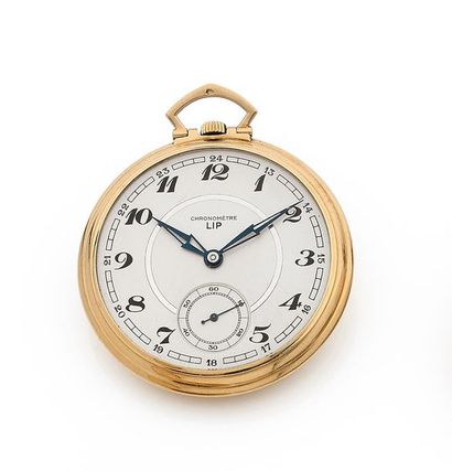 null LIP vers 1900
Chronomètre, montre de poche en or jaune 18k (750), cadran peint,...
