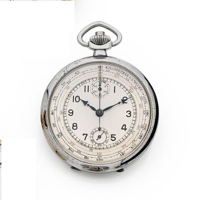 null ANONYME vers 1930
N°149289
Montre de poche en acier chromé de type chronographe,...