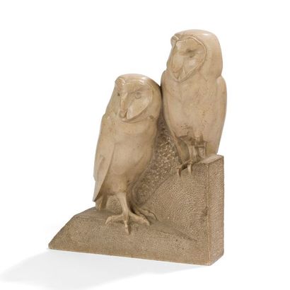 null JOSETTE HÉBERT-COËFFIN (1908-1974)
Couple de chouettes effraies
Sculpture.
Épreuve...