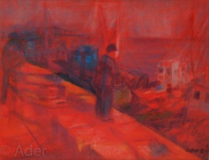 null Farid AOUAD [libanais] (1924-1982)
Port en rouge
Pastel sur papier velours.
Signé...