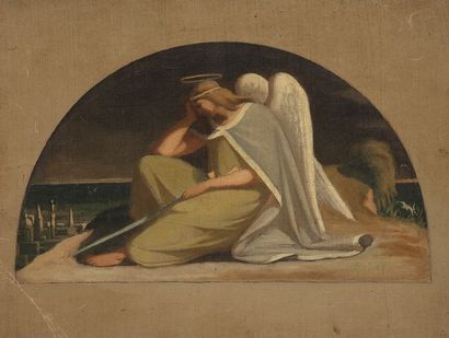 null Eugène DEVERIA (1805-1865)
L’Ascension d’une Sainte
Pierre noire, rehauts de...