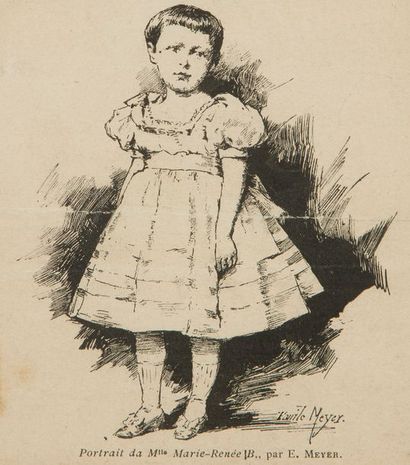 null Émile MEYER (1823-1893)
Portrait de Mademoiselle Marie-Renée B., 1883
Pastel.
Signé...