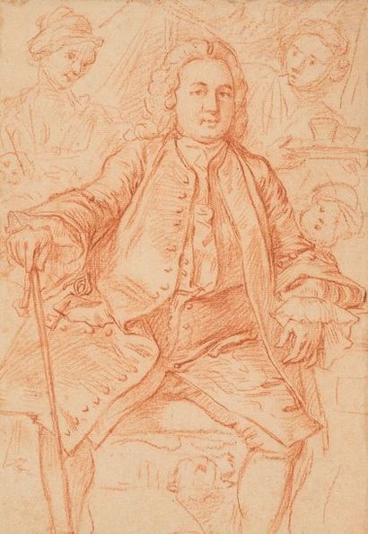 null École FLAMANDE du XVIIIe siècle
Portrait d’homme assis
Sanguine.
Au verso?:...