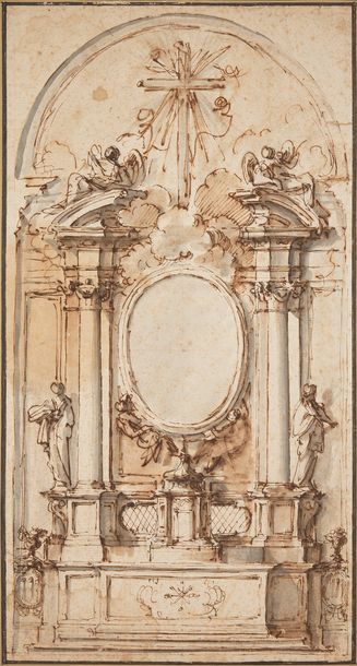 null École ITALIENNE du XVIIIe siècle
Projet de maitre-autel
Plume, encre brune,...
