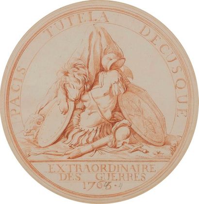 null Edme BOUCHARDON 
(Chaumont 1698 - Paris 1762) et son atelier
Projet de Médaille...