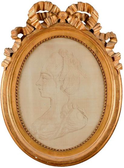 null Paire de portraits en soie brochée représentant le comte et la comtesse de Provence...
