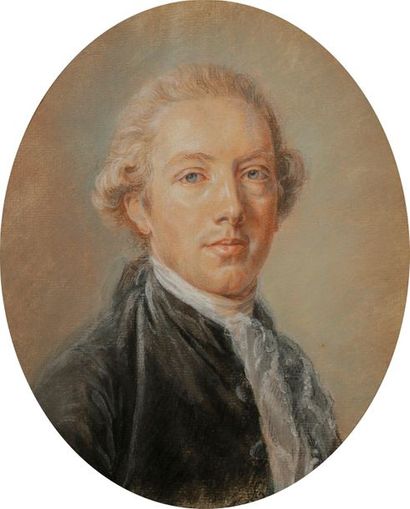 null École française dans le goût du XVIIIe siècle 
Portrait d’homme en buste 
Pastel,...