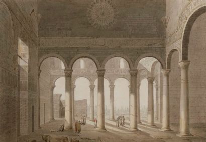 null BIKEL (actif au début du XIXe) 
Vue d’une salle de palais arabe au Caire
Aquarelle,...