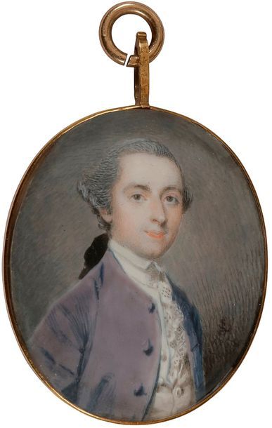 null École française du milieu du XVIIIe siècle 
Portrait d’homme en buste 
Gouache...