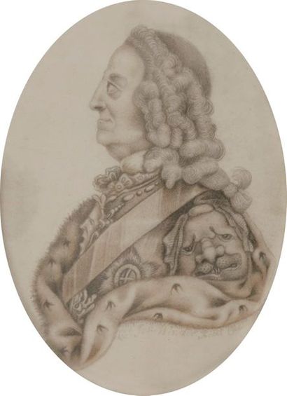 null École allemande du XVIIIe siècle
Portrait d’homme en buste de profil
Crayon...
