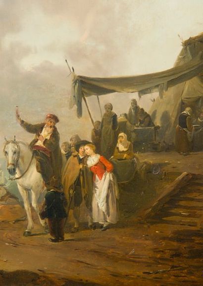 null Louis Philibert DEBUCOURT (Paris 1755 - Belleville 1832)
Le marchand d’orviétan
Panneau...