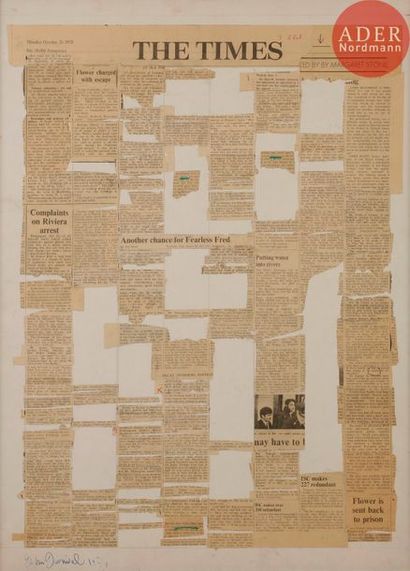 null John FURNIVAL (né en 1933)
Composition lettriste, 1971
Collage de papier journal.
Signé...
