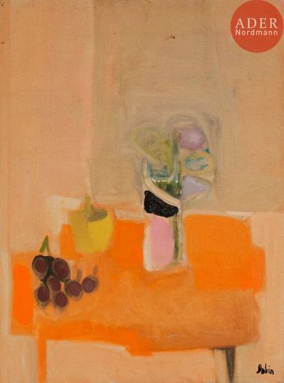 null Denise DOBIN (1916-2010)
La Nappe orange, vers 1965
Huile sur toile.
Porte le...