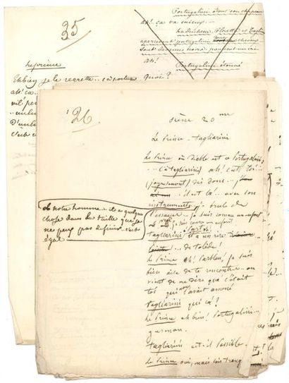 null Eugène LABICHE. Cinq manuscrits en partie autographes pour L’Inventeur de la...