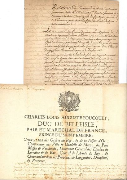 null CORSE. 2 P.S., 1739-1749 ; 6 pages et quart in-fol., et 1 page grand in-fol....