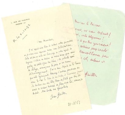 null Jean GUITTON (1901-1999). 2 manuscrits autographes signés, [1961], et 5 L.A.S.,...