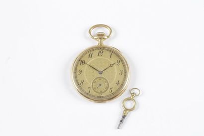 null Montre de poche en or 18K (750). Cadran peint, index chiffres arabes formant...