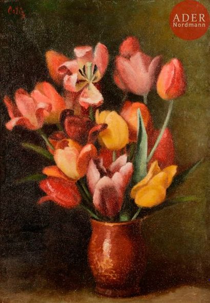 null Manuel ORTIZ DE ZARATE (1886-1946)
Vase de fleurs
Huile sur toile.
Signée en...