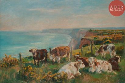 null Raymond-Louis LECOURT (1882-1946)
Vaches devant la mer
Huile sur toile montée...