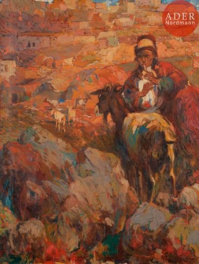 null Sarkis KATCHADOURIAN (1886-1947)
Un Berger arménien
Huile sur toile.
Signée...
