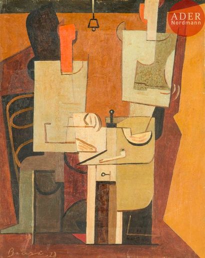 null BIASI (XXe siècle)
Intérieur cubiste, 1928
Huile sur toile.
Signée et datée...
