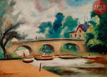 null Charles-Alexandre PICART LE DOUX (1881-1959)
Pont animé sur la rivière
Huile...