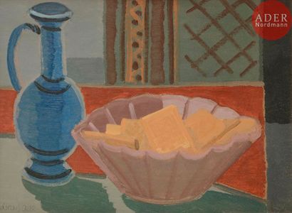 null Edgar SCAUFLAIRE (1893-1960)
Nature morte au pichet bleu
Huile sur carton.
Signée...