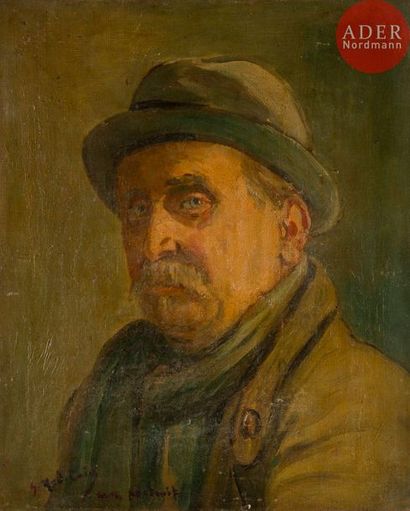 null Gustave MADELAIN (1867-1944)
Autoportrait
Huile sur toile.
Signée en bas à gauche.
(Usures).
46...