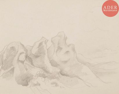 Roger de LA FRESNAYE (1885-1925) Étude de montagne, vers 1921 Crayon noir. 17 x...