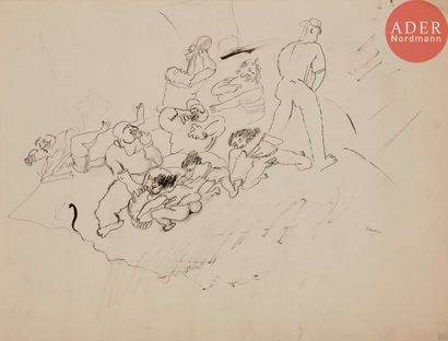 null Julius Pincas, dit Jules PASCIN (1885-1930)
Scène érotique
Encre.
Porte les...