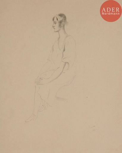 null Pedro PRUNA (1904-1977) Portrait de femme, 1921 Mine de plomb. Signée et datée...