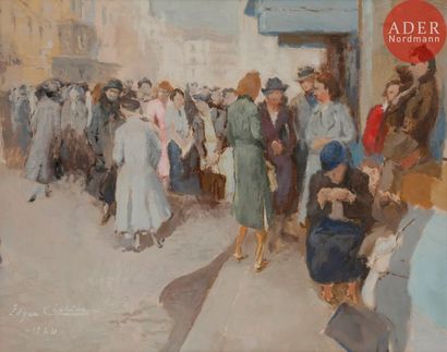 Edgar CHAHINE (1874-1947) La Rue de Passy,...