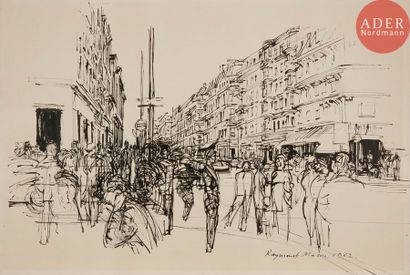 null Raymond MASON (1922-2010)
Rue de Paris animée, 1962
Encre.
Signée et datée en...